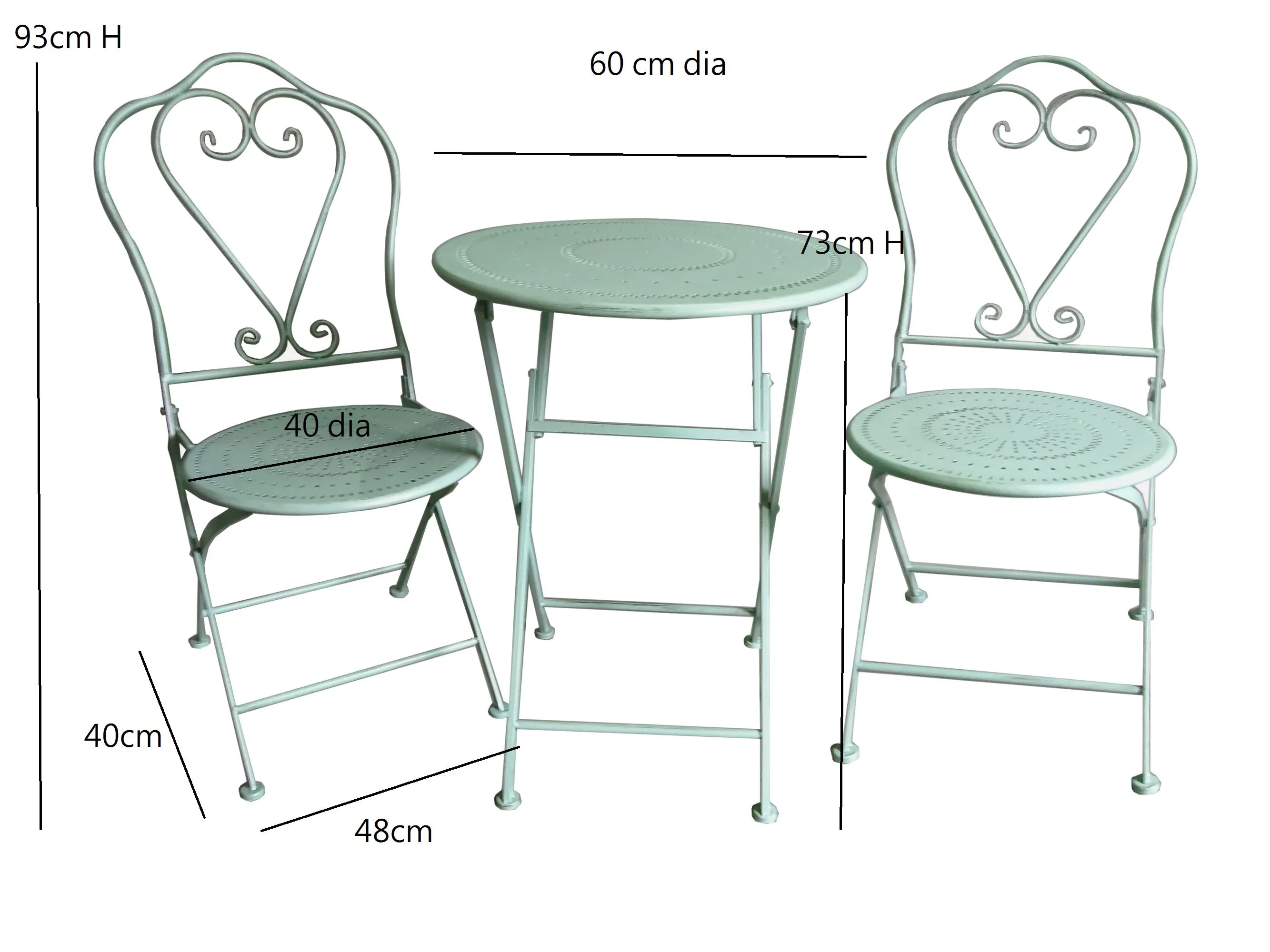 French Style Metal Bistro Set,Cholet Bistro Set,Sage Green