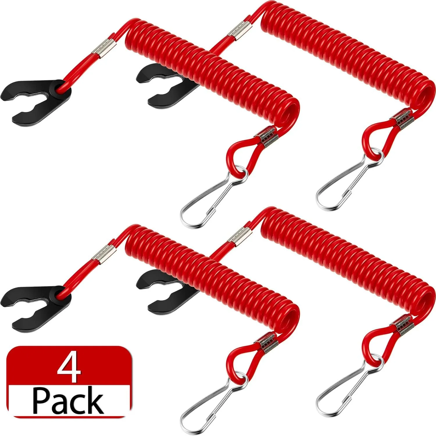 Frienda 4 Pieces Universal Outboard Switch Keys with Stop Switch Lanyard Cord Safety Lanyard Suit for Most Board Engine