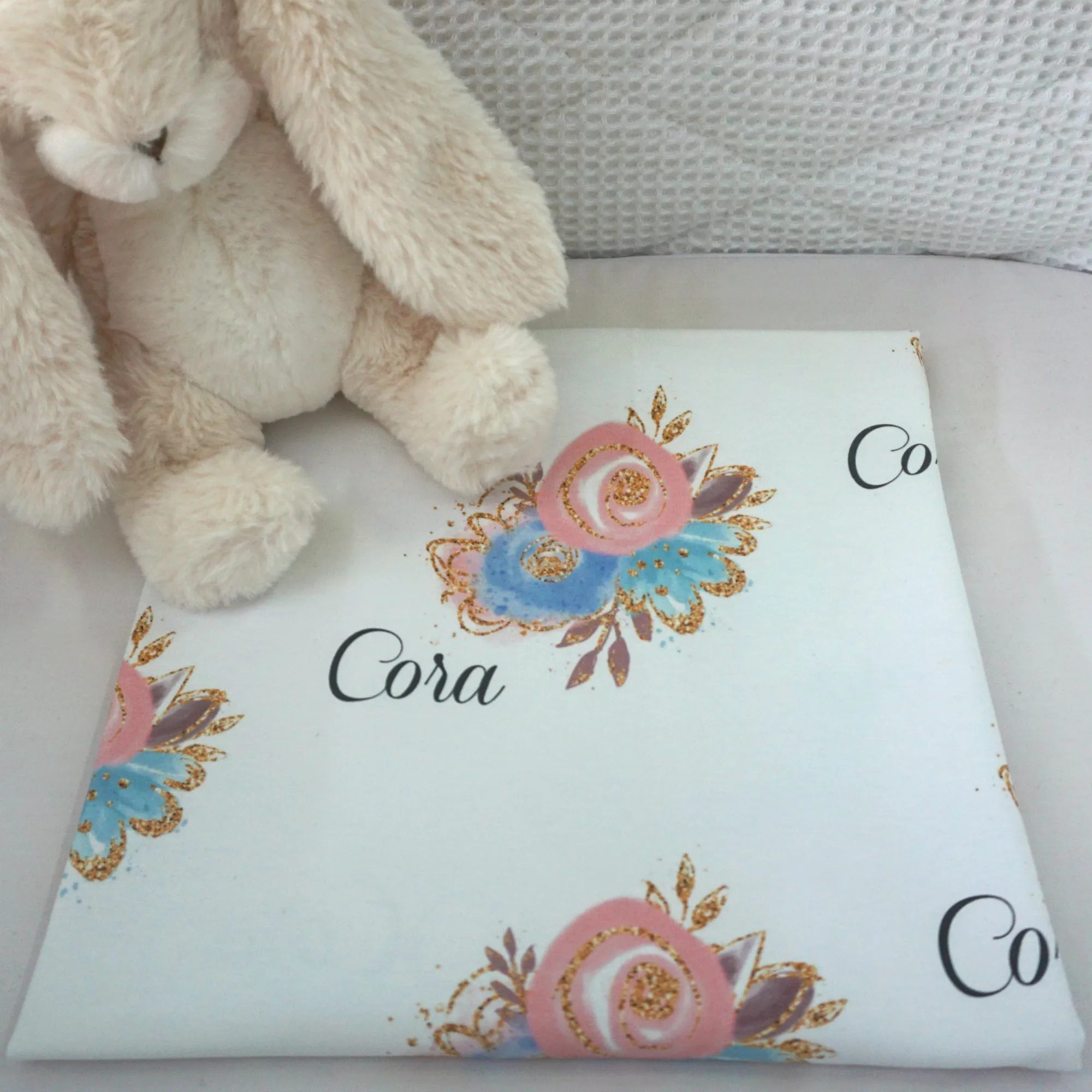 Gold Fleck Floral Swaddling Blanket