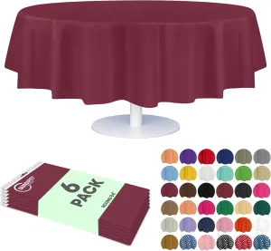 Grandipity Berry Plastic Table Cloth Disposable (6 Pk) 84in Round Tablecloth Premium Party Table Cloths Disposable - Perfect Table Cloth Round Cover for Any Table Up to 6 Feet