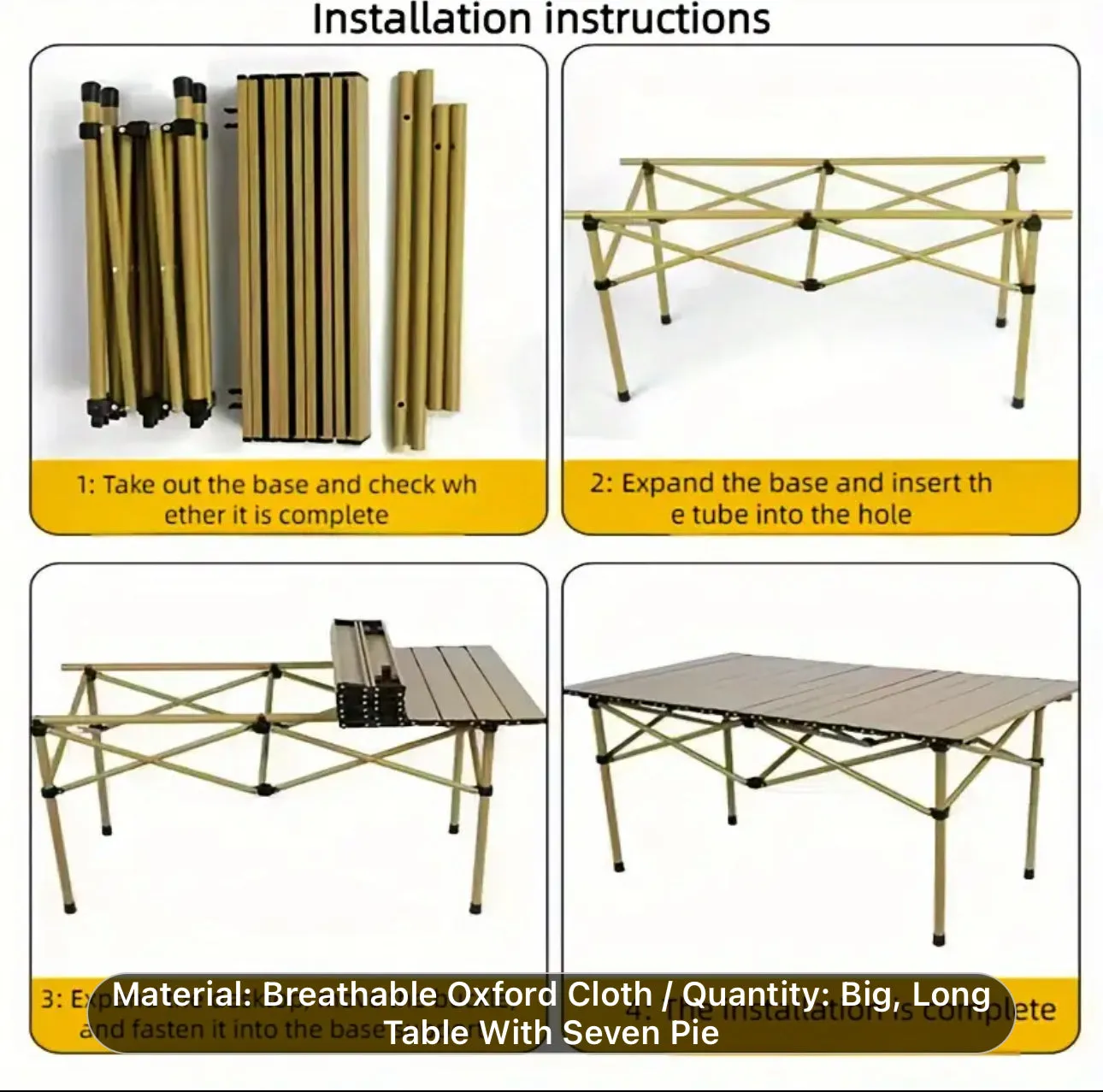 Heavy Duty Portable Foldable Table & Chair Set For Outdoors, Indoors, Patio Furniture, Picnic, Camping, Fishing, EggRoll Table, Travel Set, Seats 6
