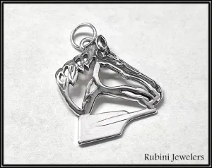 Horse on Rowing Hatchet Blade Pendant