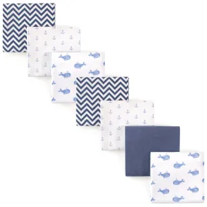 Hudson Baby Cotton Flannel Receiving Blankets Bundle, Blue Whale