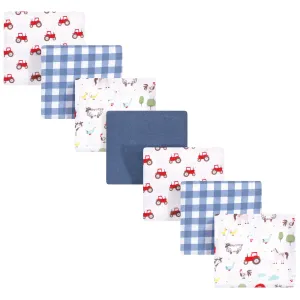 Hudson Baby Cotton Flannel Receiving Blankets Bundle, Boy Farm Animals