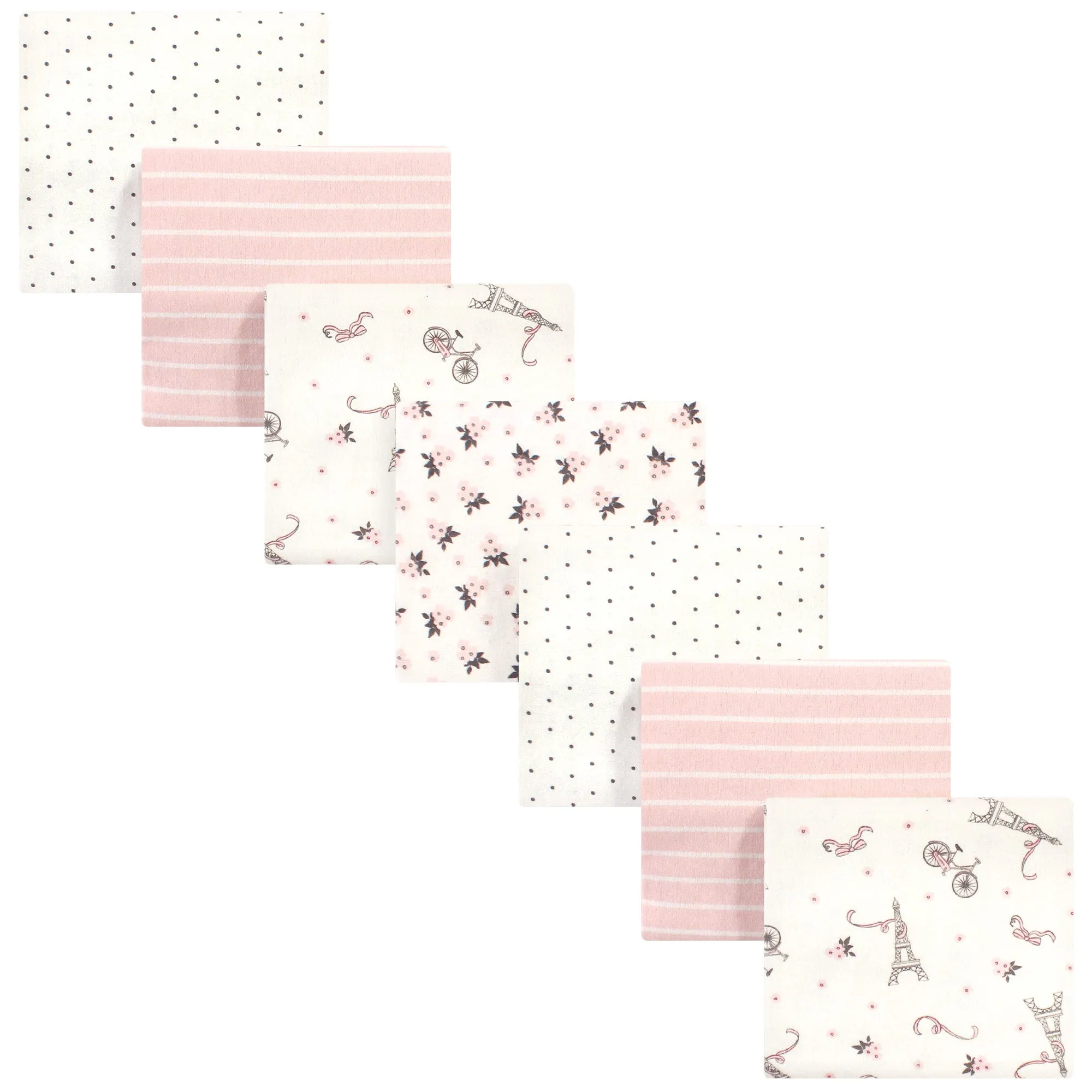 Hudson Baby Cotton Flannel Receiving Blankets Bundle, Paris