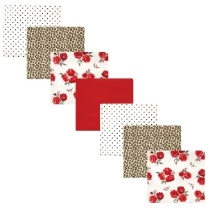 Hudson Baby Cotton Flannel Receiving Blankets Bundle, Rose Leopard