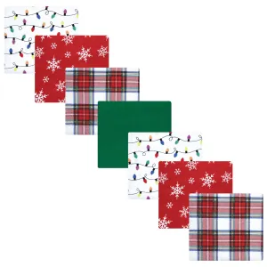 Hudson Baby Cotton Flannel Receiving Blankets Bundle, White Tartan