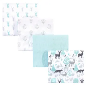 Hudson Baby Cotton Flannel Receiving Blankets, Linocut Woodland