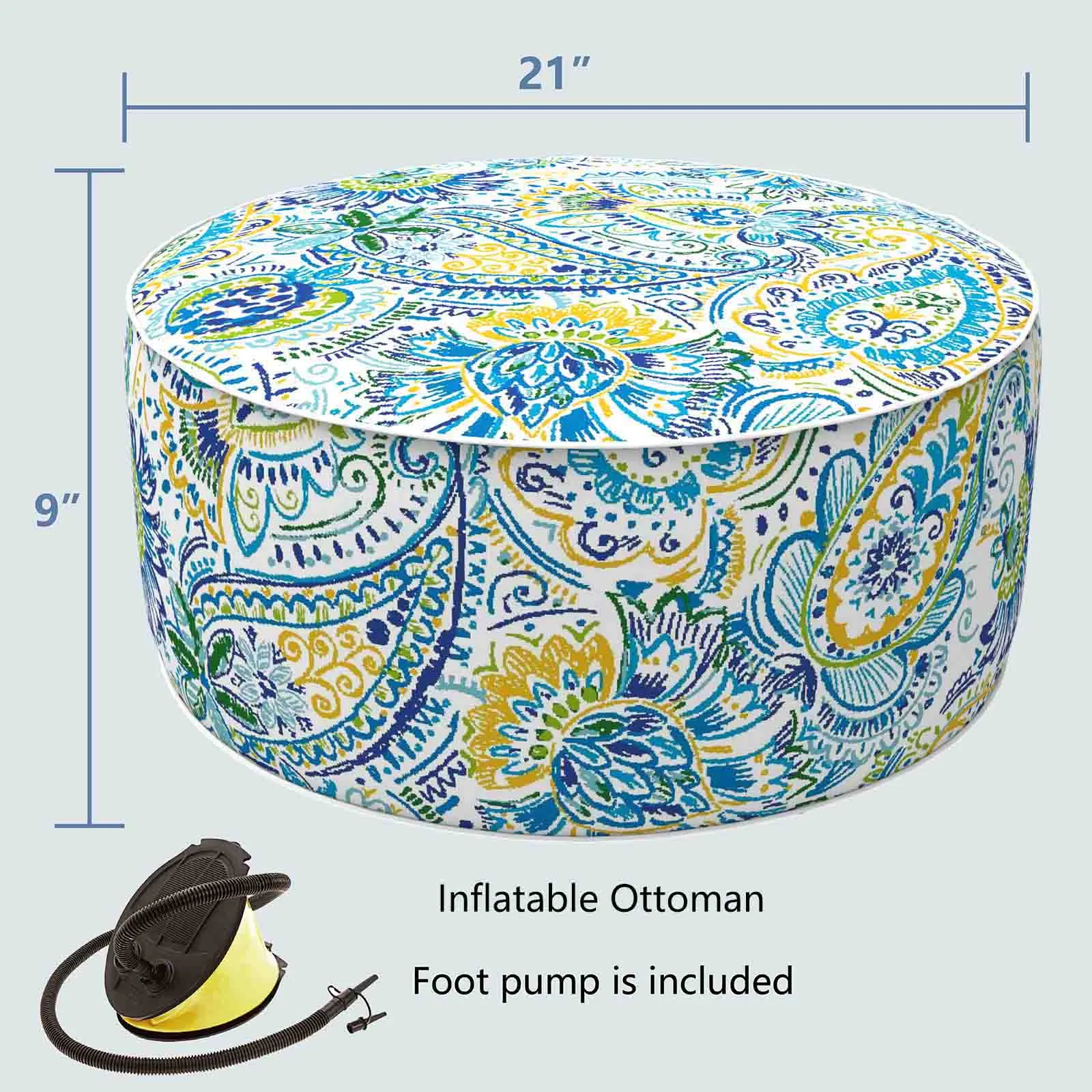 Inflatable Ottoman Paisley Blue LVTXIII Outdoor