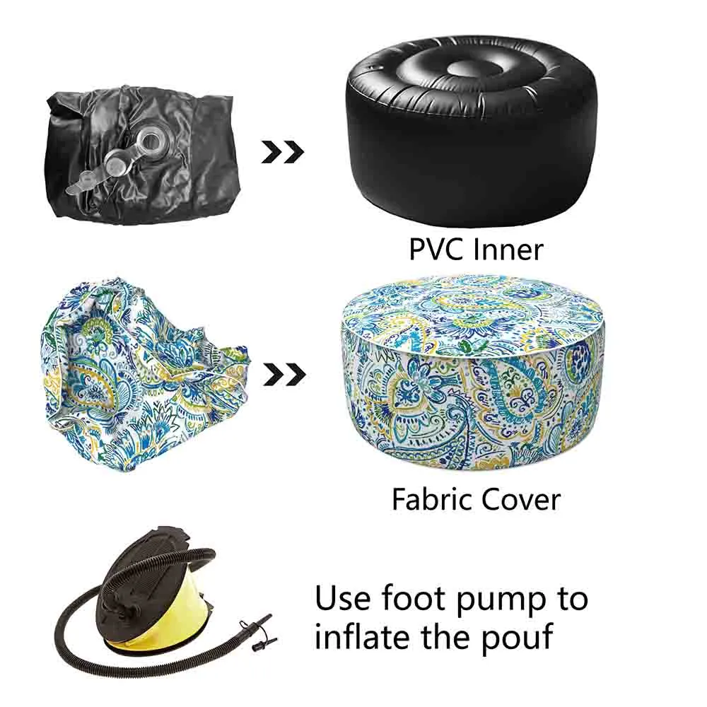 Inflatable Ottoman Paisley Blue LVTXIII Outdoor