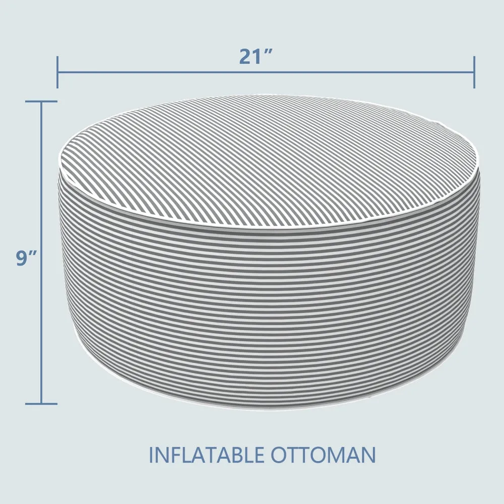 Inflatable Ottoman Stripe Grey LVTXIII Outdoor