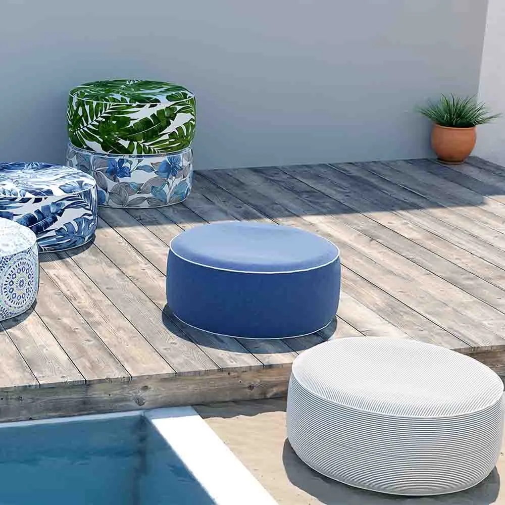 Inflatable Ottoman Stripe Grey LVTXIII Outdoor