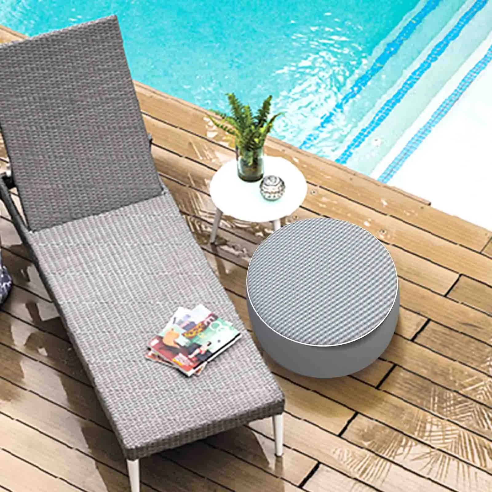 Inflatable Ottoman Stripe Grey LVTXIII Outdoor