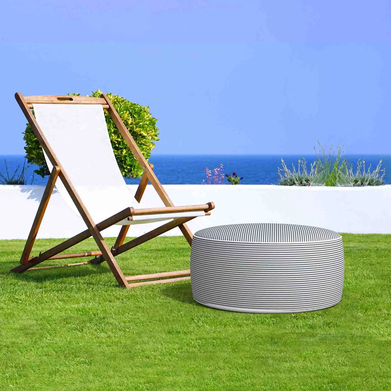 Inflatable Ottoman Stripe Grey LVTXIII Outdoor