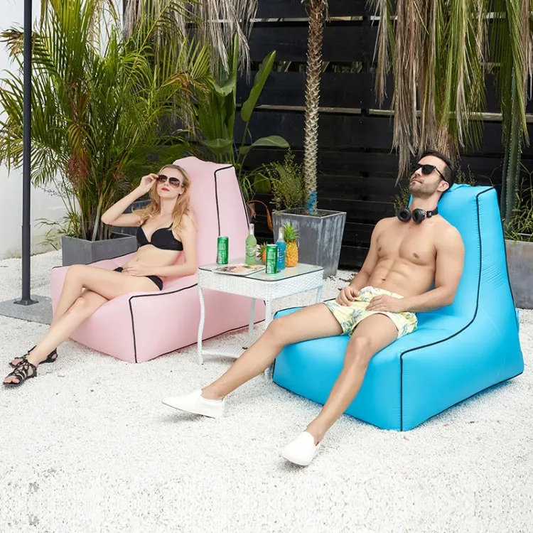 Inflatable Sofa Bed for Camping, Fishing, and Beach, Portable Folding Air Sofa, 27.6 x 25.6 x 23.6 inches (Pink)
