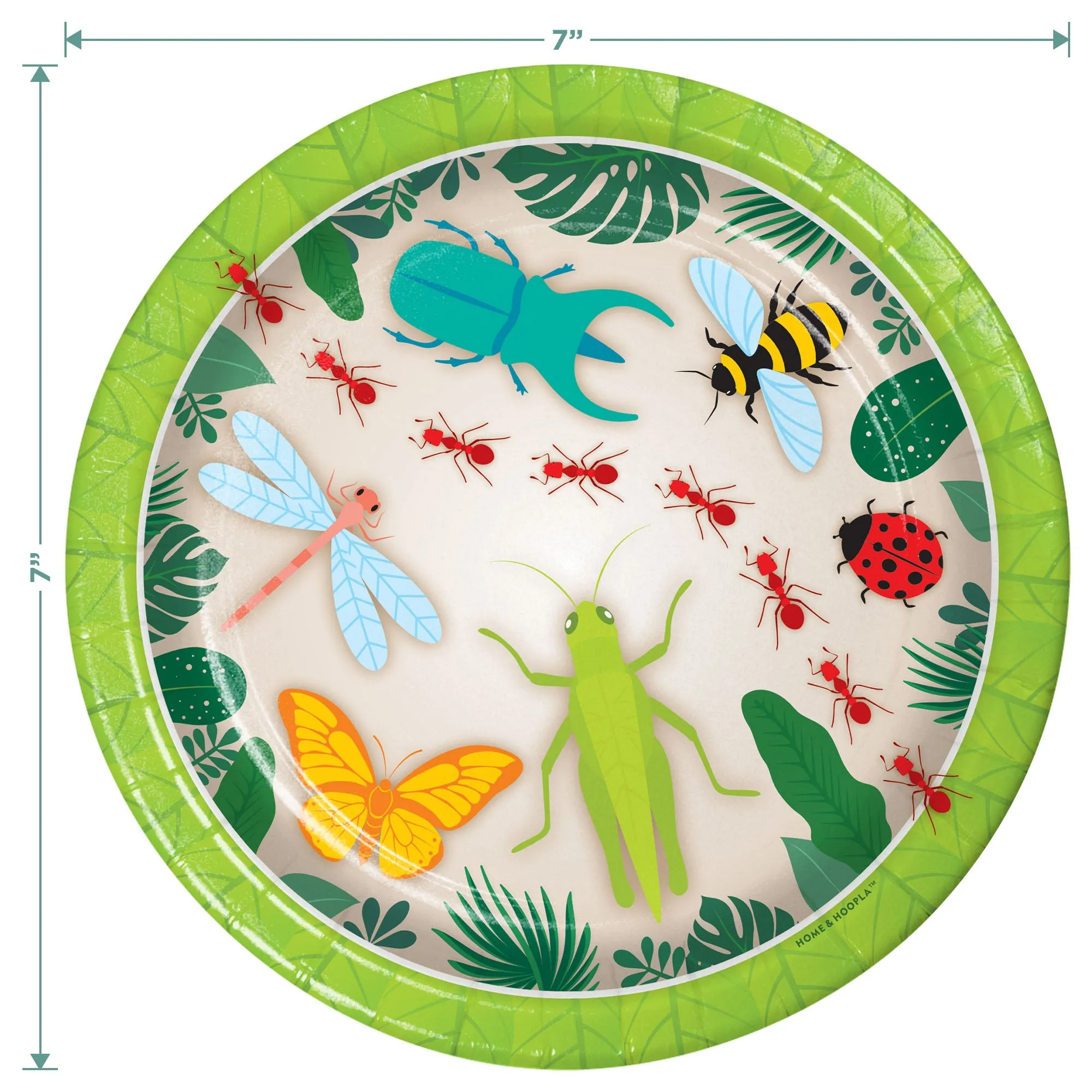 Insect Party Supplies - Backyard Bug Party Round Paper Dessert Plates and Beverage Napkins (Serves 16)