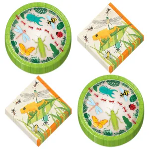 Insect Party Supplies - Backyard Bug Party Round Paper Dessert Plates and Beverage Napkins (Serves 16)