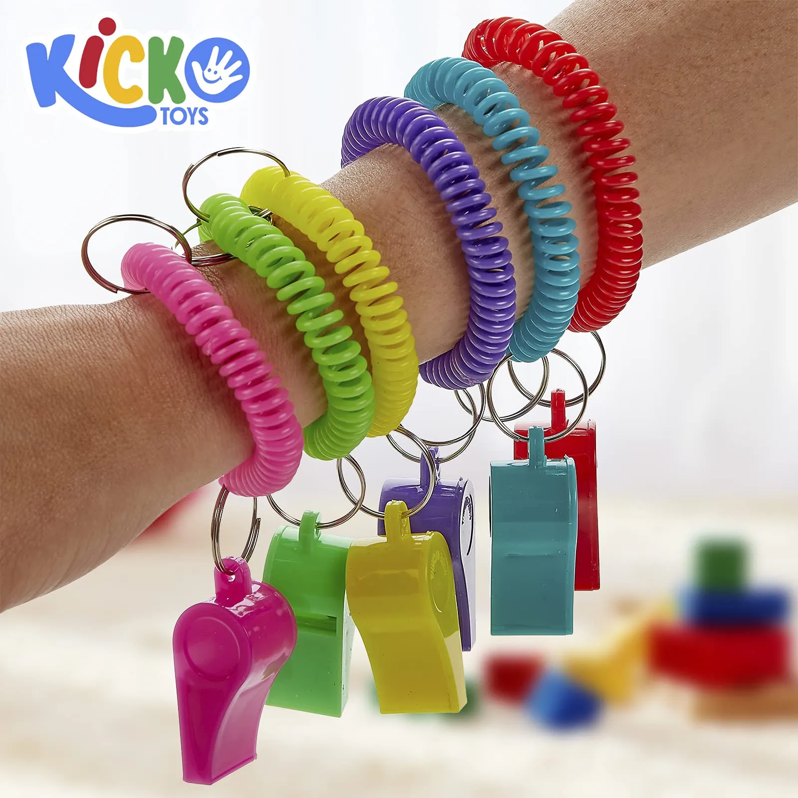 Kicko Plastic Spiral Whistles - 12 Pack Assorted Colors Fun Noise Making Whistles - Party