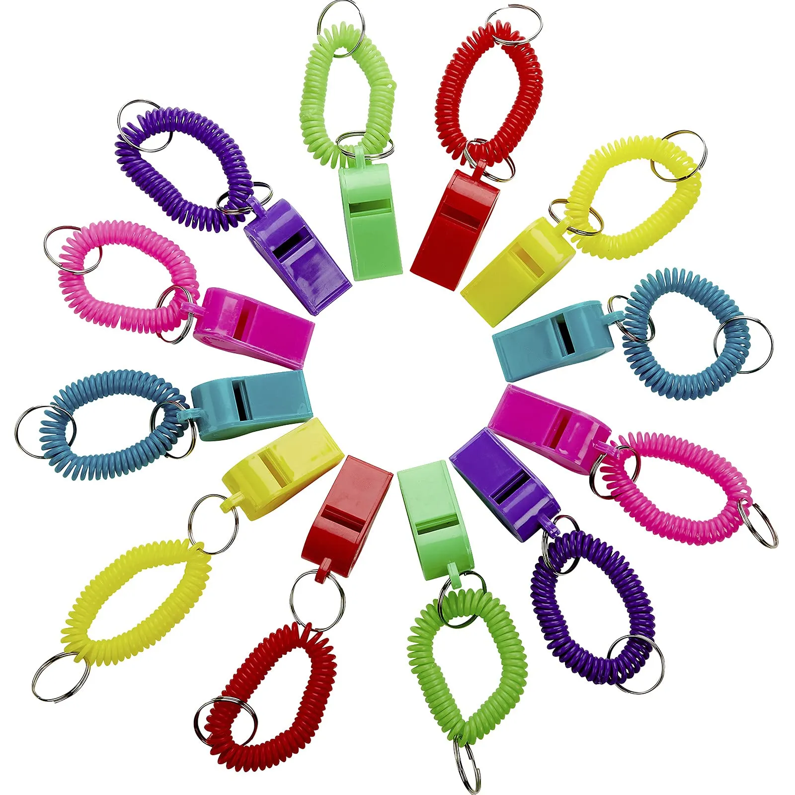 Kicko Plastic Spiral Whistles - 12 Pack Assorted Colors Fun Noise Making Whistles - Party