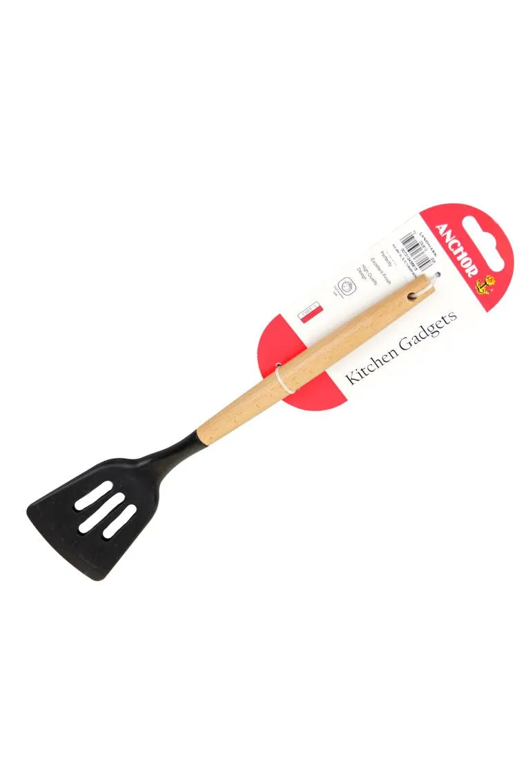 Landmark Anchor Silicone Slotted Turner With Wooden Handle