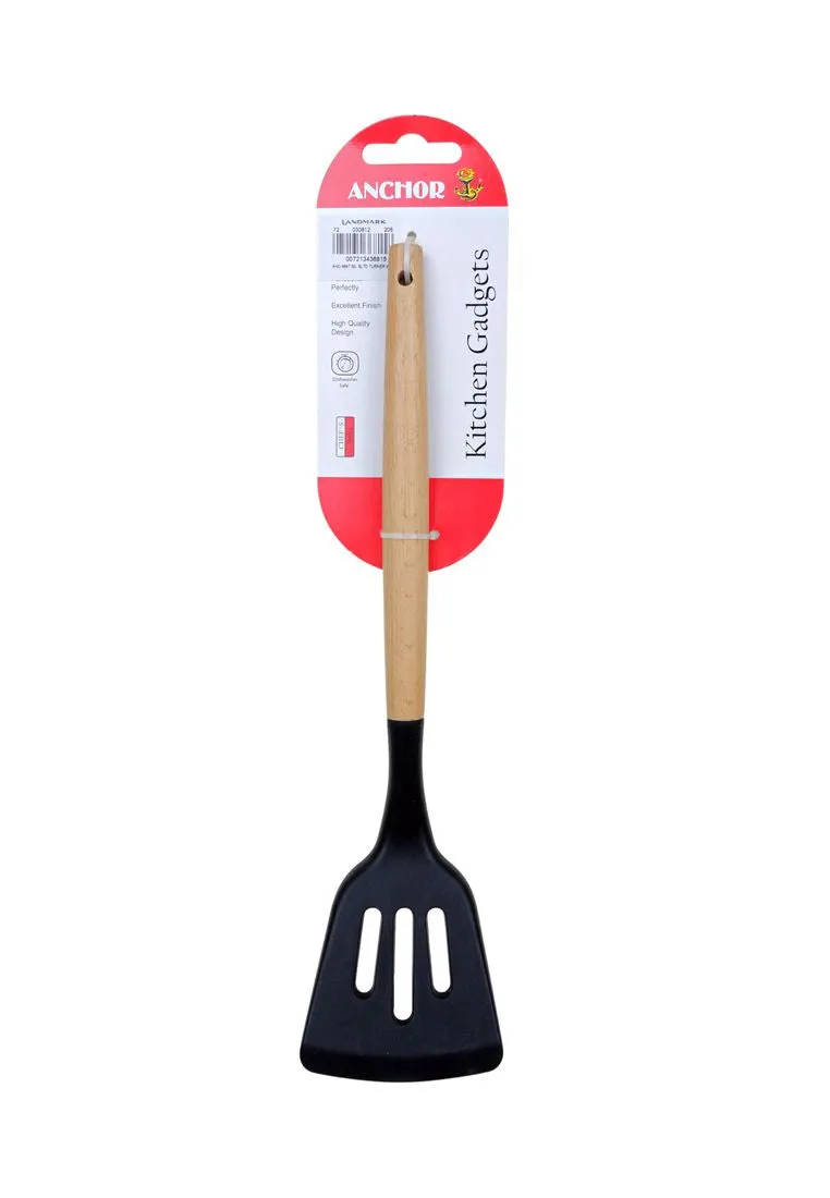 Landmark Anchor Silicone Slotted Turner With Wooden Handle