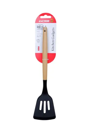 Landmark Anchor Silicone Slotted Turner With Wooden Handle