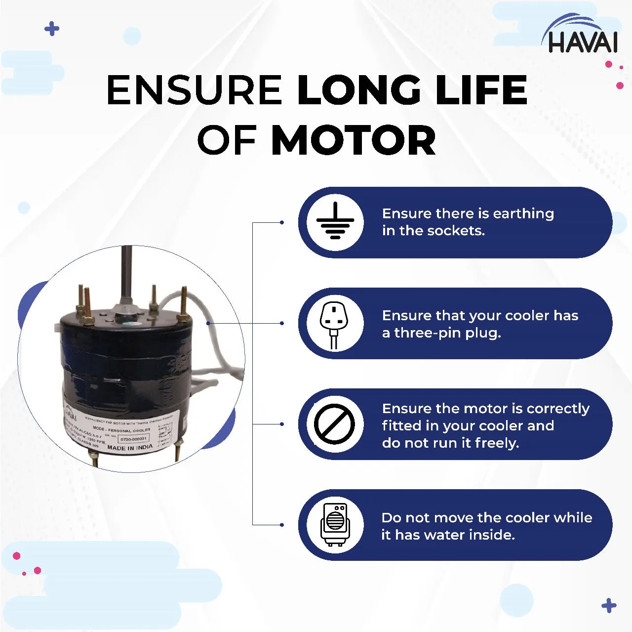 Main/Electric Motor - For HINDWARE SNOWBLAST 100 Litre Desert Cooler