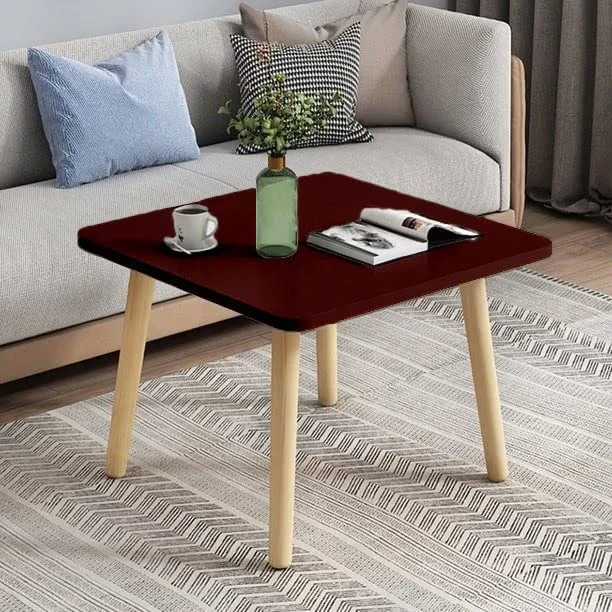 MONDAY MORNING Square Coffee Table, Home Decor Side Table End Table for Living Room, Bedroom, Balcony and Office, Minimalist Wooden Accent Table with Natural Wooden Legs (Brown)