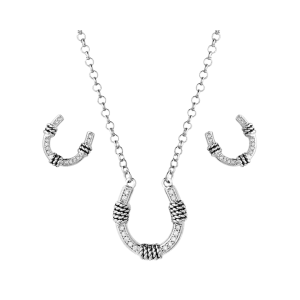 Montana Silversmiths Women's Roped Horseshoe Crystal Set