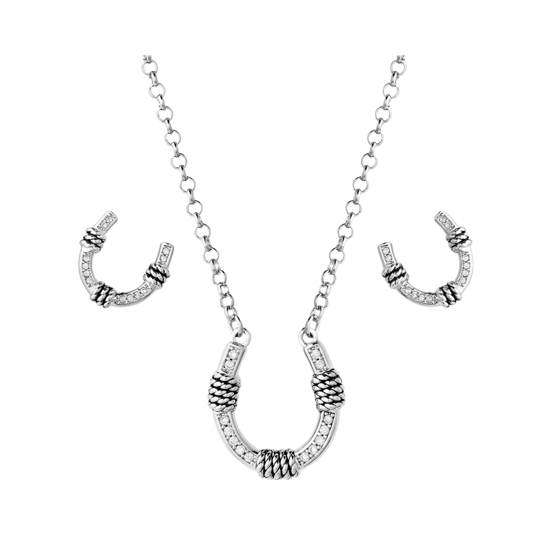 Montana Silversmiths Women's Roped Horseshoe Crystal Set