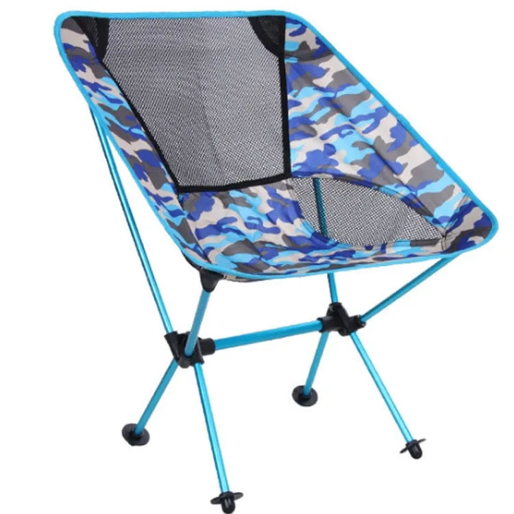 Outdoor Camouflage Portable Folding Camping Chair Light Fishing Beach Chair Aviation Aluminum Alloy Backrest Recliner