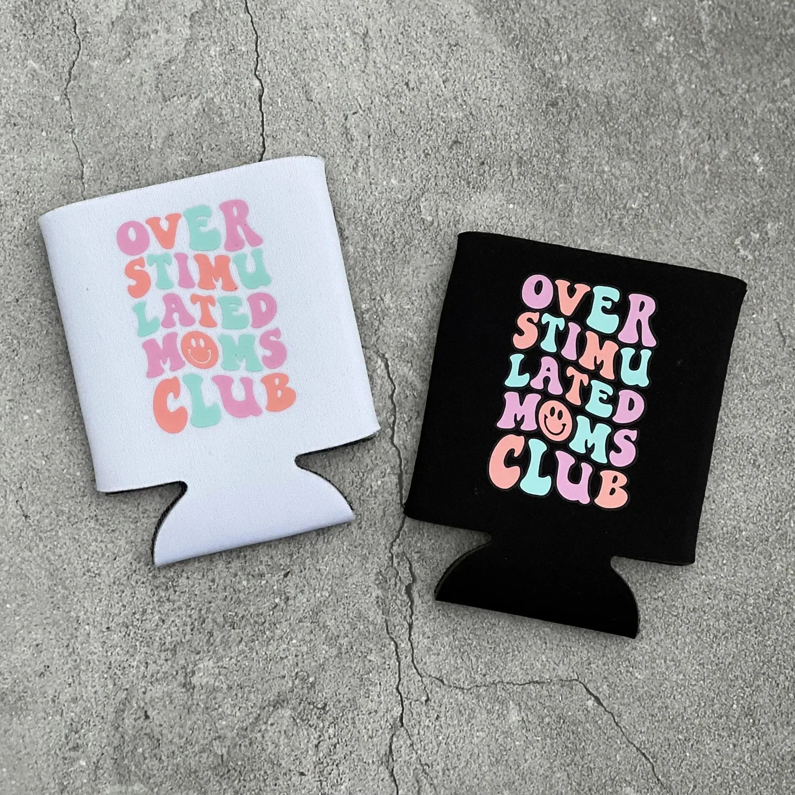 Overstimulated Moms Club Retro Regular or Slim Can Cooler