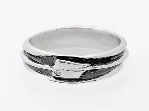 Oxidized Oar Band with Diamond Rowing Ring