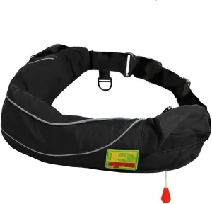 Premium Quality Automatic/Manual Inflatable Belt Pack PFD Waist Inflate Life Jacket Lifejacket Vest SUP Survival Aid Lifesaving PFD with Zippered Storage Pocket for Adult Black Color