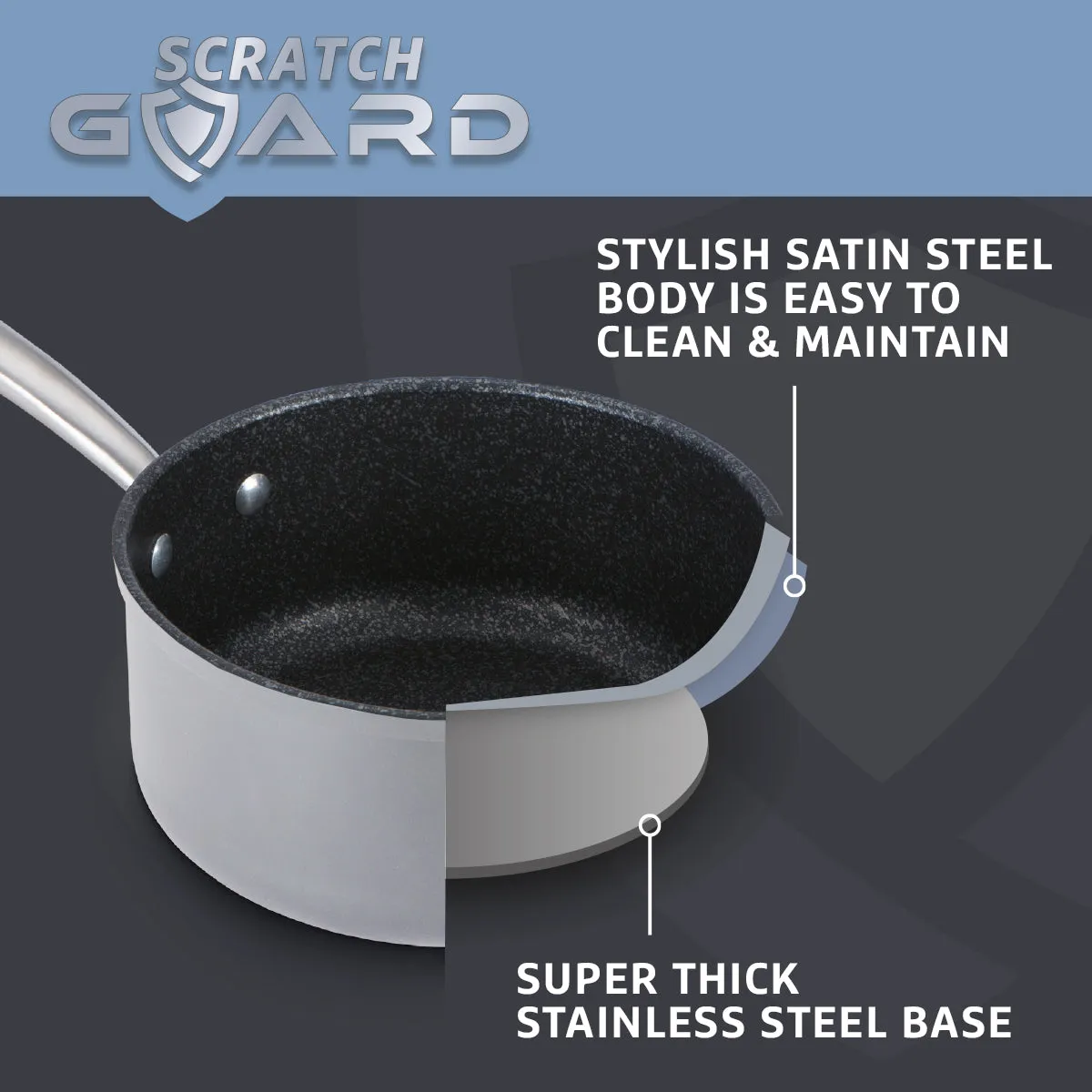Prestige Scratch Guard Stainless Steel Milkpan, 14cm/0.9L