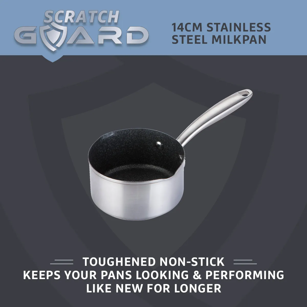 Prestige Scratch Guard Stainless Steel Milkpan, 14cm/0.9L