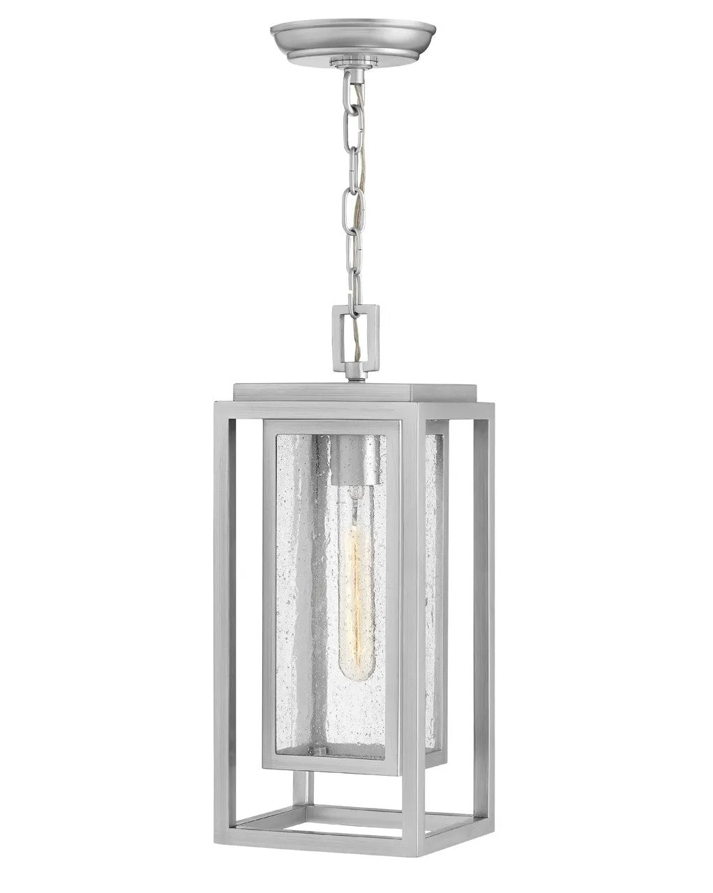 Republic LED Hanging Lantern in Satin Nickel