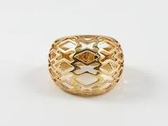 Rose Gold Dome Shaped Pattern Brass Ring