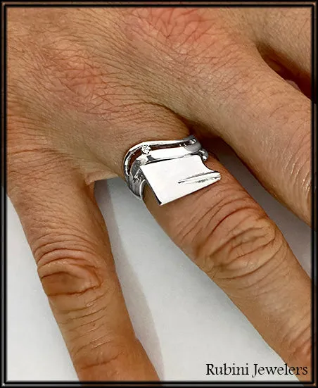 Rowing Oar Blade and Wave with Diamond Ring