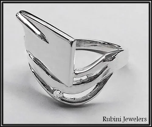 Rowing Oar Blade and Wave with Diamond Ring