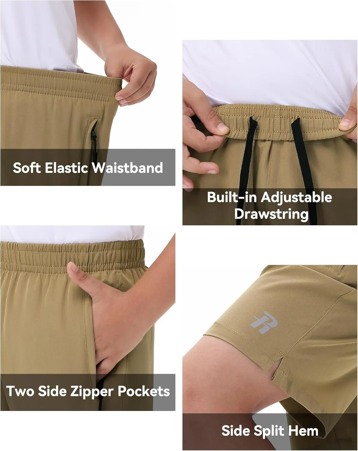 Runhit Boys' Athletic Shorts Quick Dry Running Shorts for Youth Kids Lightweight Basketball Soccer Gym Shorts Zipper Pockets