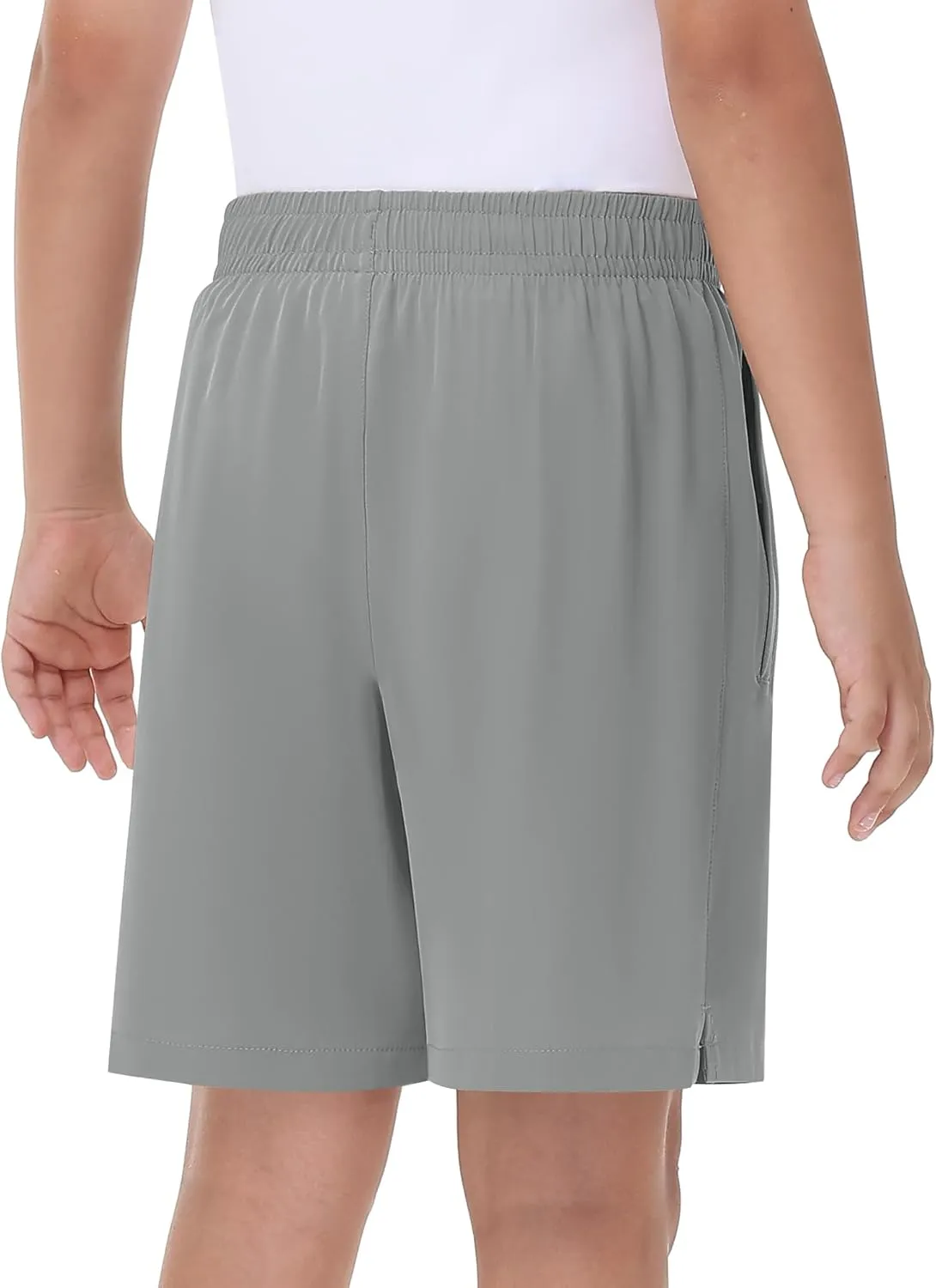 Runhit Boys' Athletic Shorts Quick Dry Running Shorts for Youth Kids Lightweight Basketball Soccer Gym Shorts Zipper Pockets
