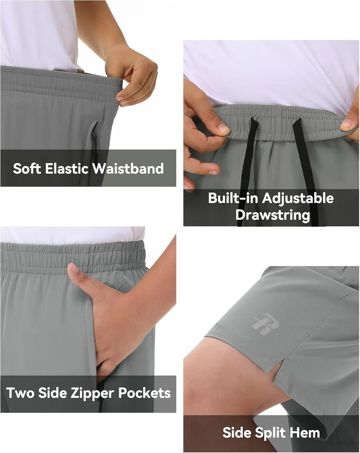 Runhit Boys' Athletic Shorts Quick Dry Running Shorts for Youth Kids Lightweight Basketball Soccer Gym Shorts Zipper Pockets