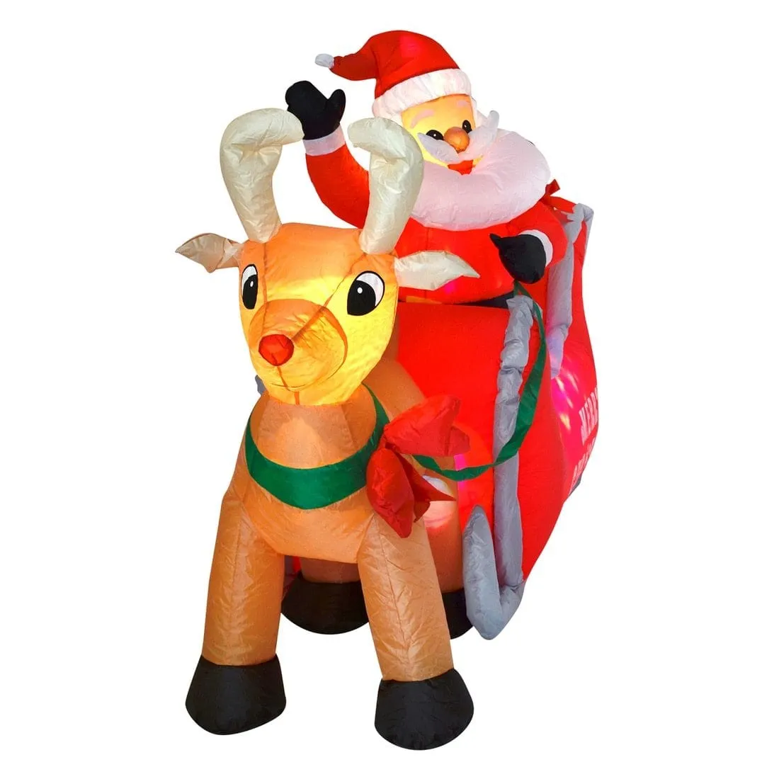 Santa Sleigh With Reindeer Inflatable Christmas Decoration