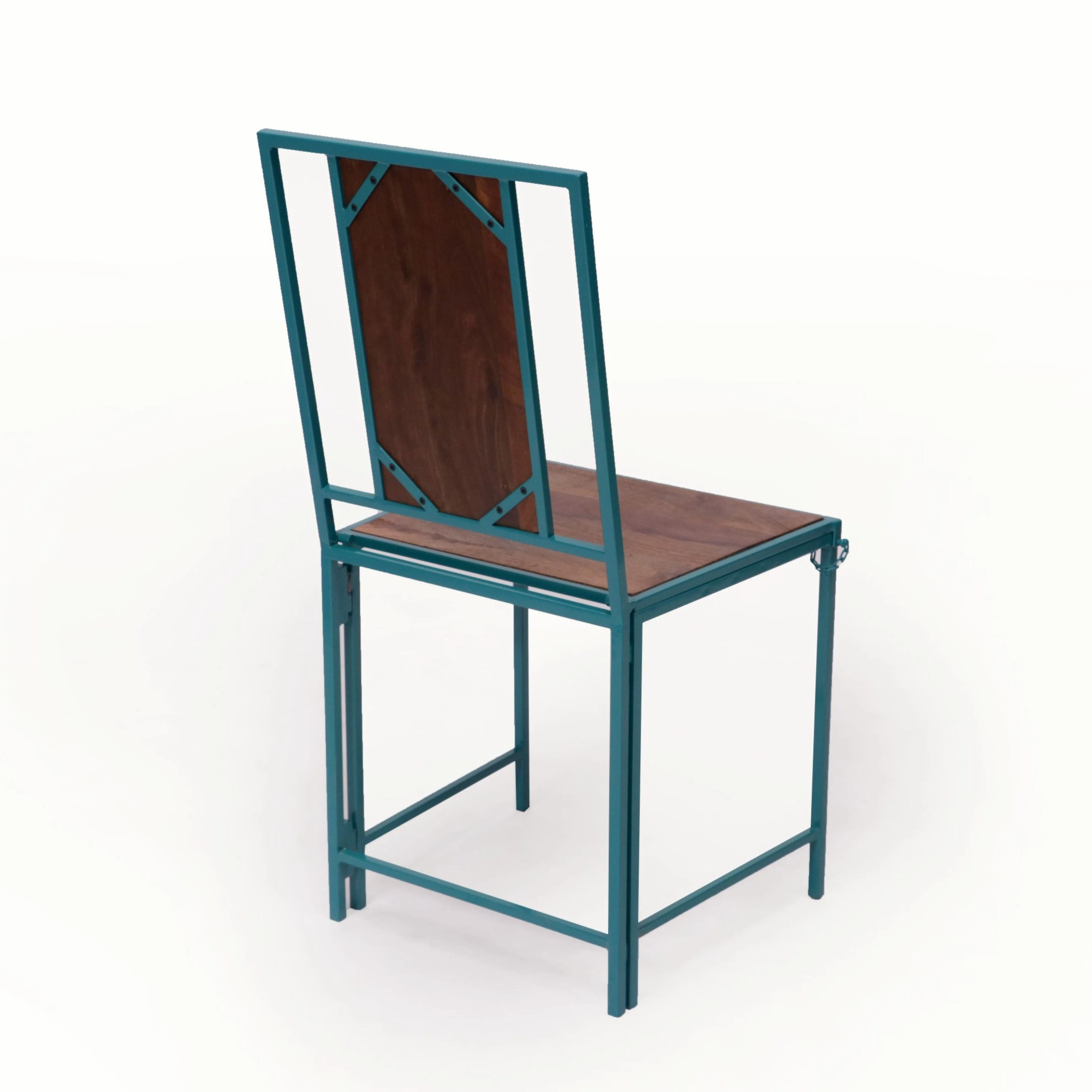 (Set of 2) Sea Green Wooden Metallic Dinning Folding Chair