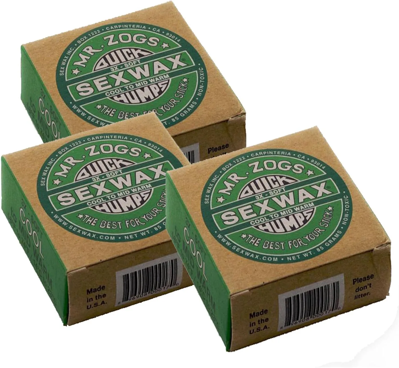 Sex Wax Quick Humps Coconut (Choose Temperature) (3X Cool to Mid Warm, 3 Pack)