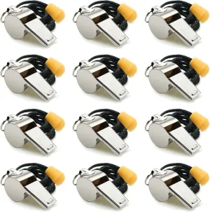 Stainless Steel Sports Whistles with Lanyard, Loud Crisp Sound Whistles Bulk Great for Coaches, Referees, and Officials