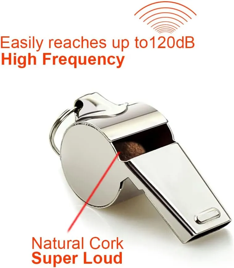 Stainless Steel Sports Whistles with Lanyard, Loud Crisp Sound Whistles Bulk Great for Coaches, Referees, and Officials