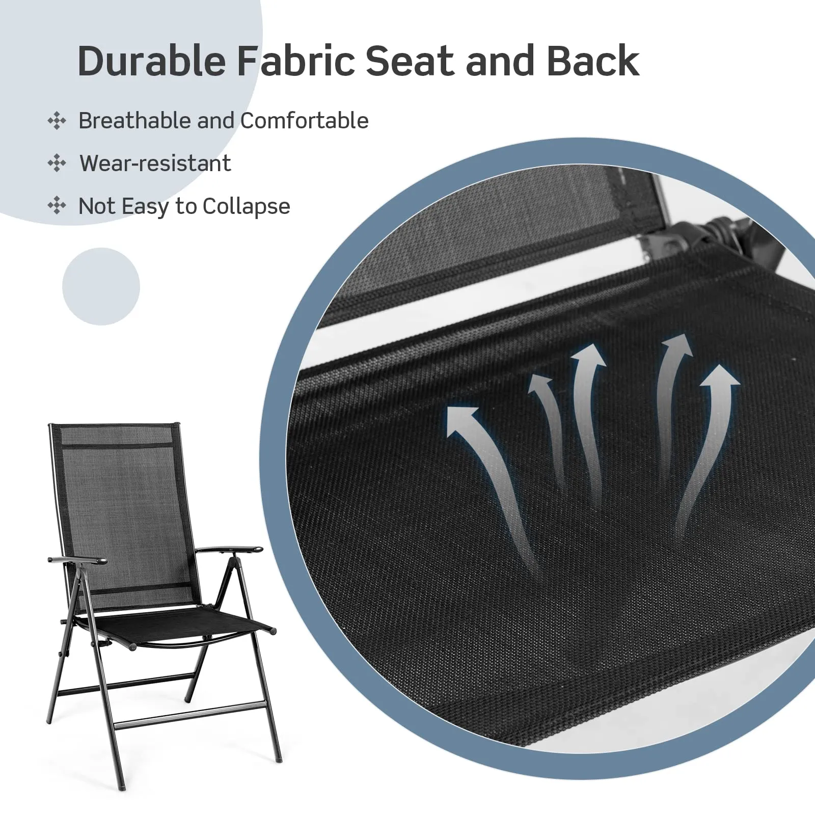 Tangkula Set of 2 Patio Foldable Dining Chairs