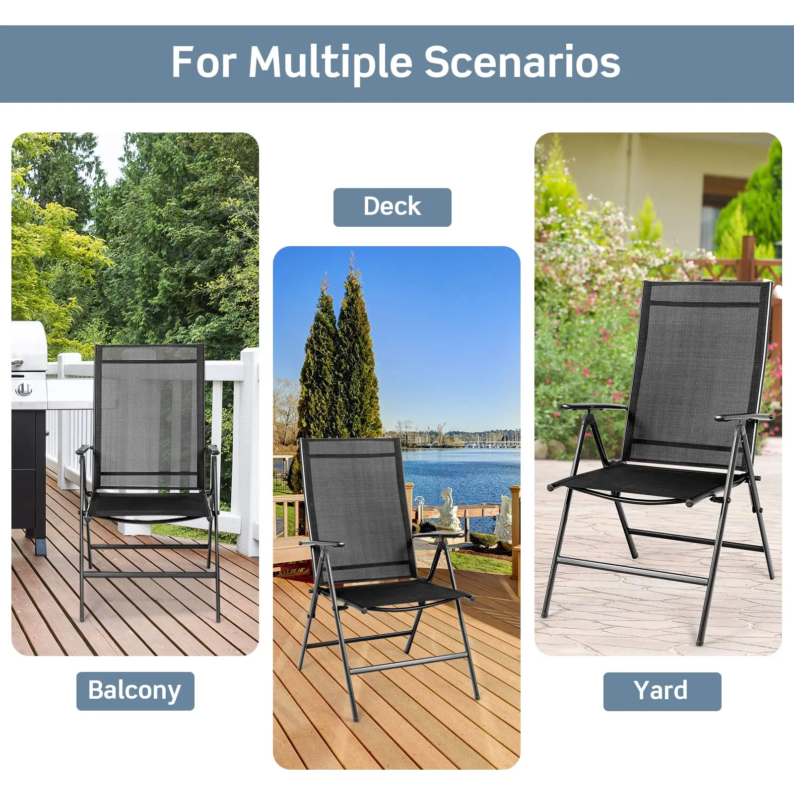 Tangkula Set of 2 Patio Foldable Dining Chairs